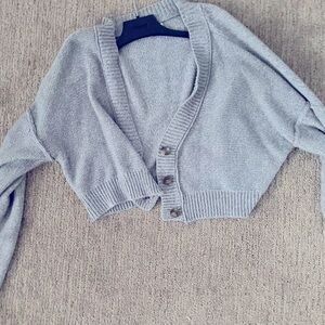 Garage Soft Gray Knit Cropped Cardigan